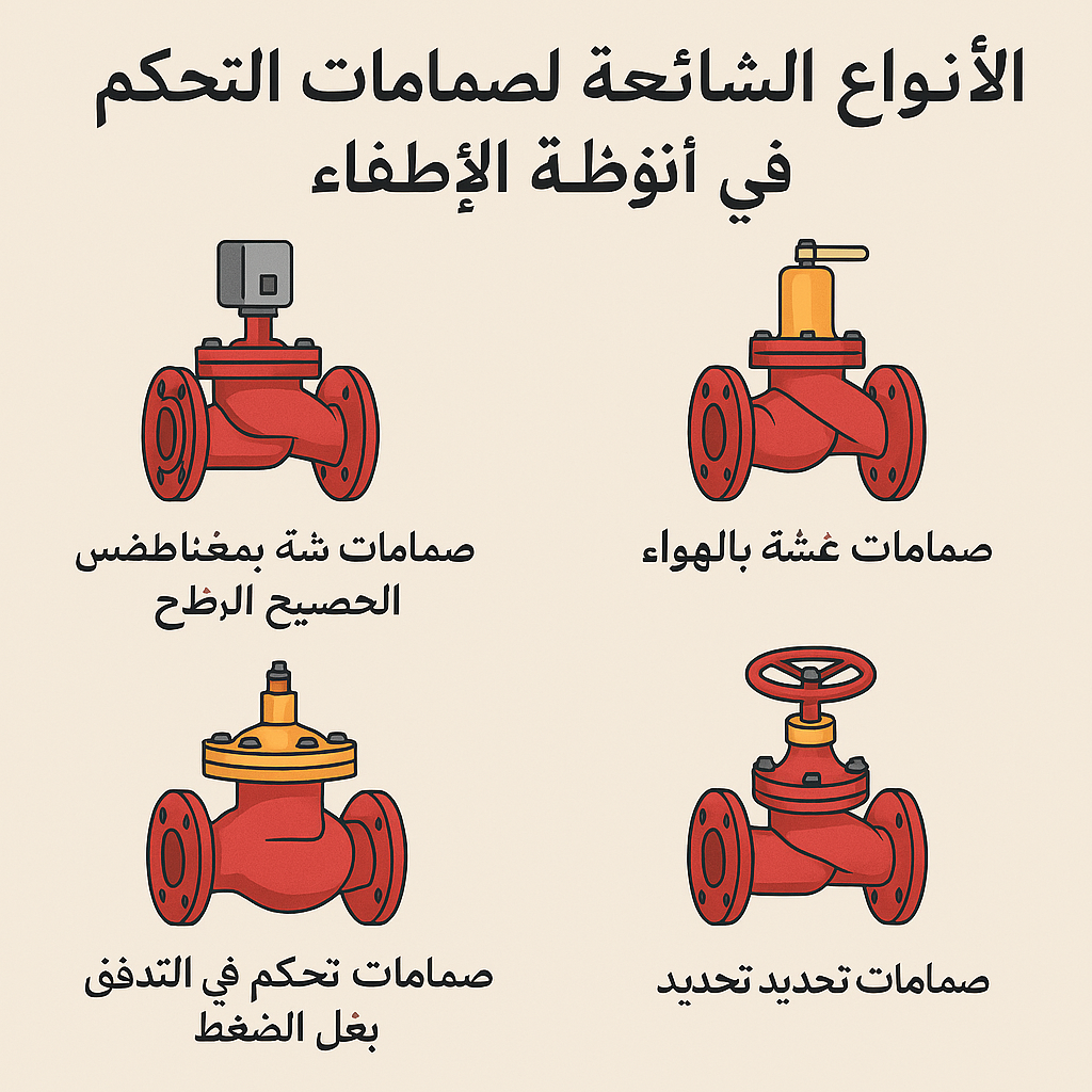 أنواع صمامات التحكم في أنظمة الإطفاء - صمامات بوابية وOS&Y وButterfly