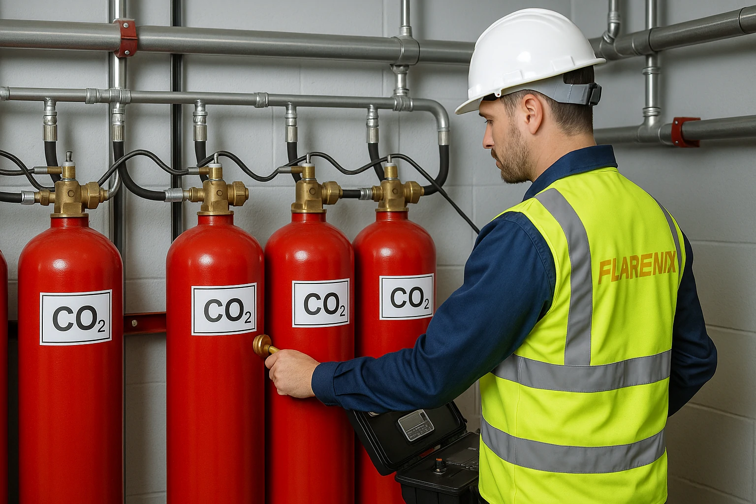 مكونات نظام اطفاء الحريق CO2